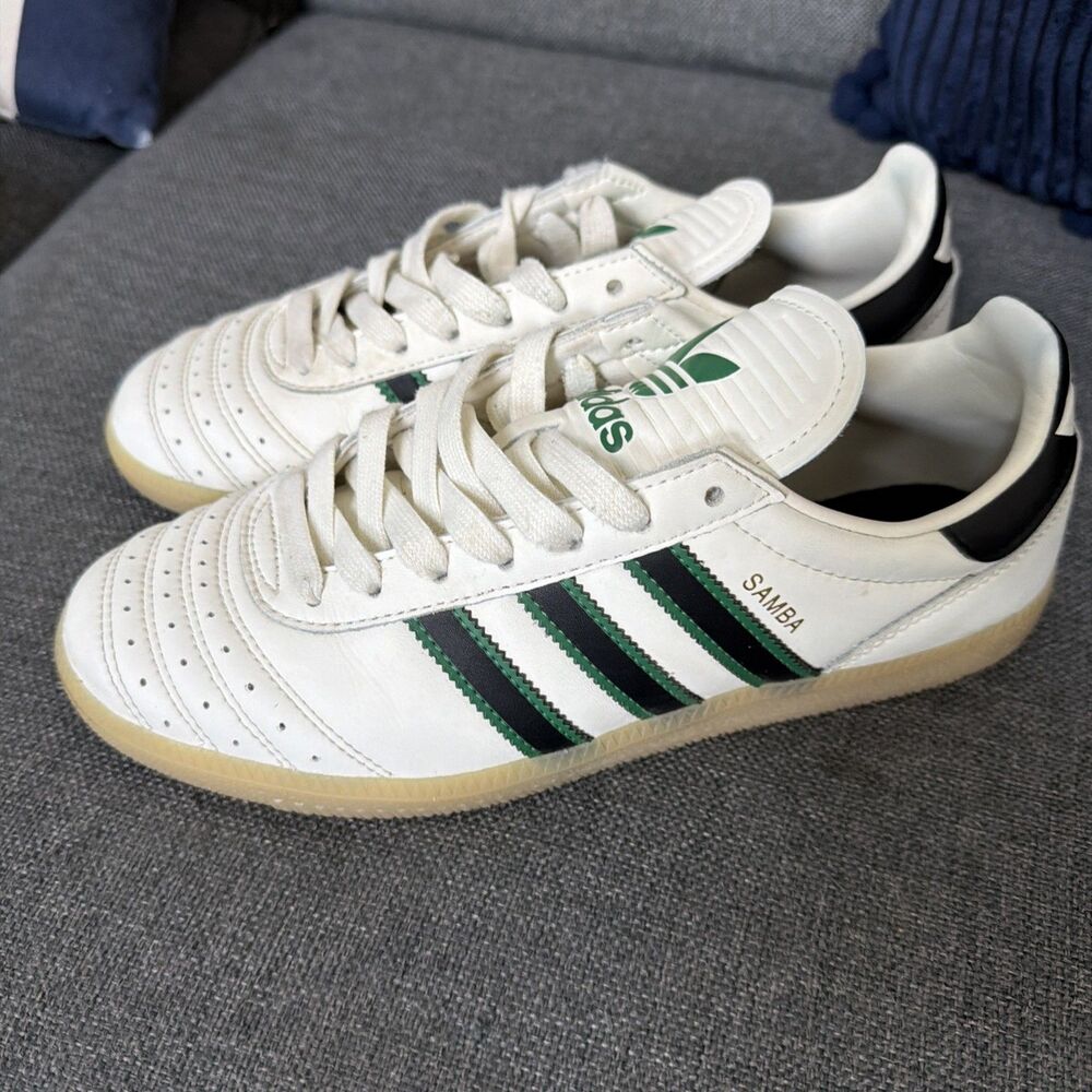 Adidas Samba JP Jp9528 Off White Black Green Sneakers Youth Size 7